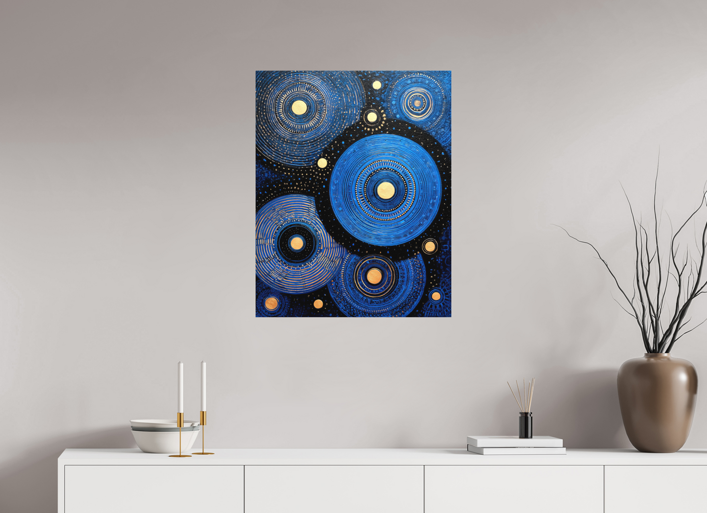 24 x 30.2″, Photo Print on Aluminum Backing Blue Circles