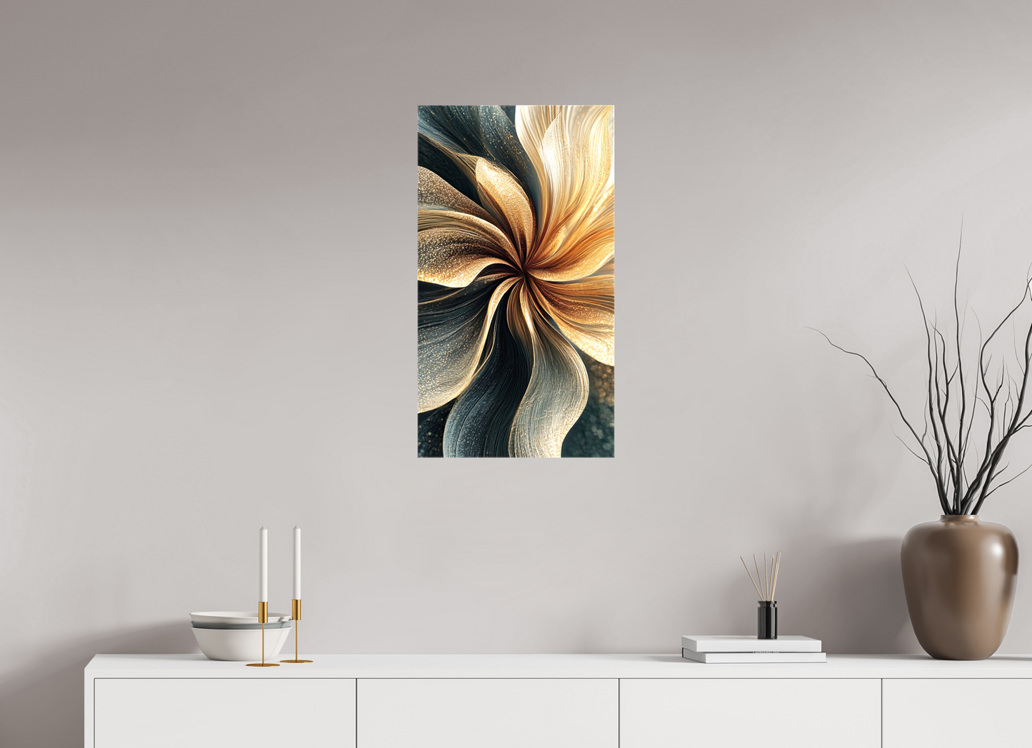 16 x 28.9″, Glossy Canvas Abstract Flower Swirl