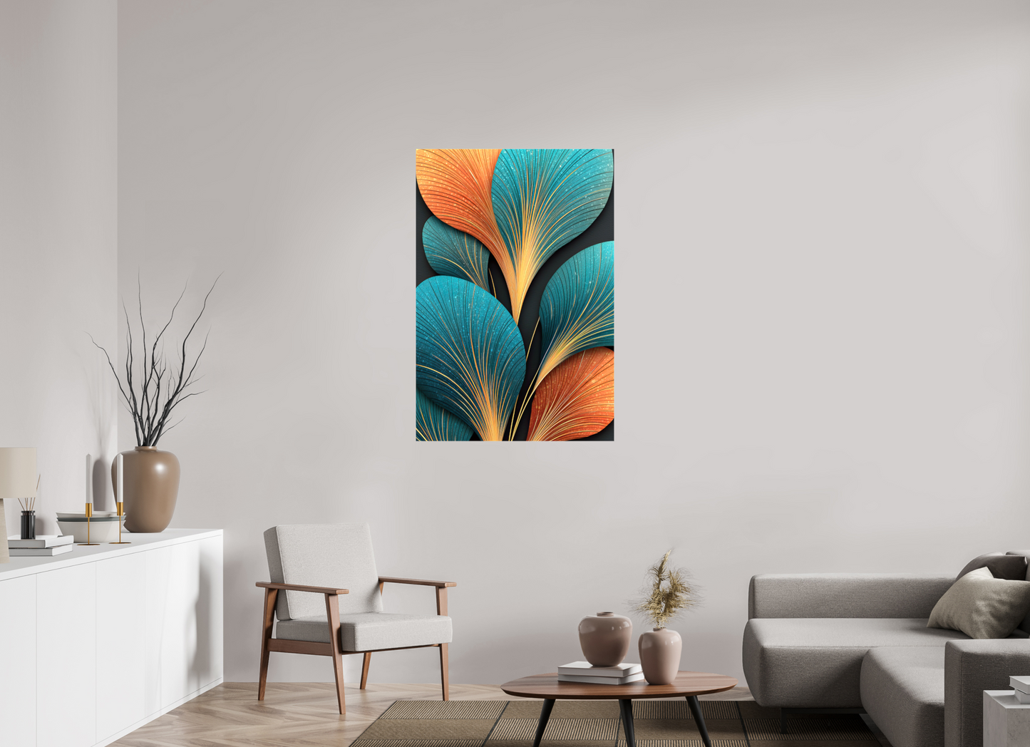 31 x 45.8″, Glossy Canvas Art Deco Flowers