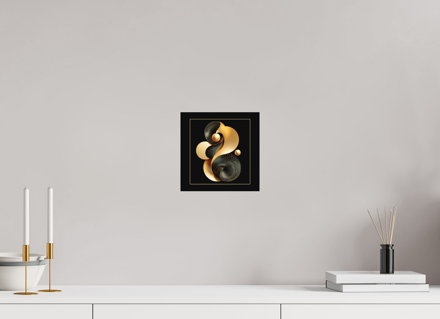 8 x 8″, Photo Print on Aluminum Backing Abstract Black & Gold