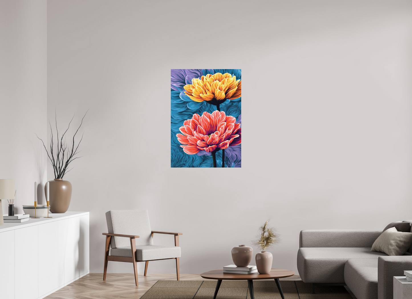 28 x 39.1″, Photo Print on Aluminum Backing Warm Flowers
