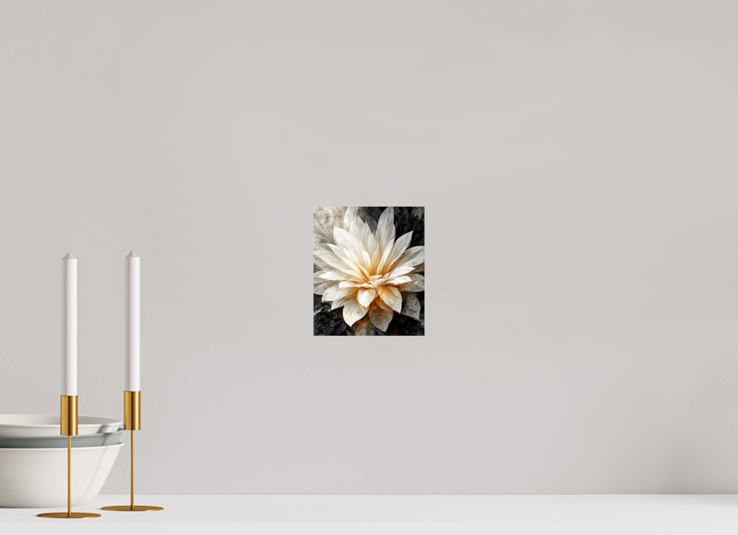 6 x 7″, Fine Art Print On Aluminum Dibond White & Gold Flower 2