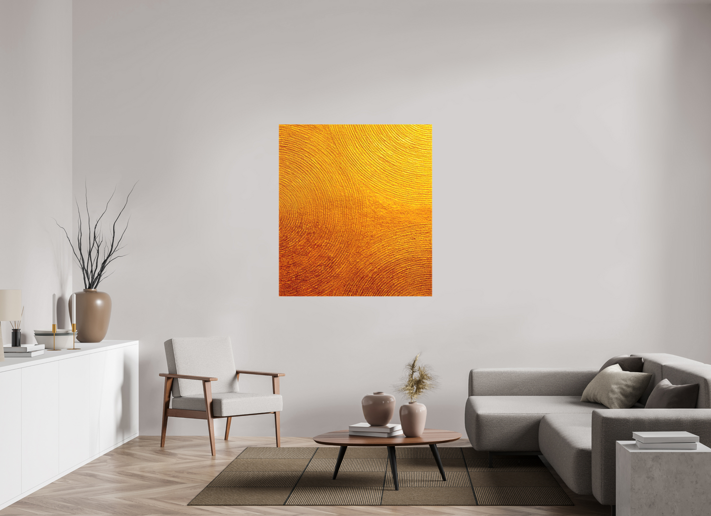44 x 49.4″, Textile on Canvas Desert Circles