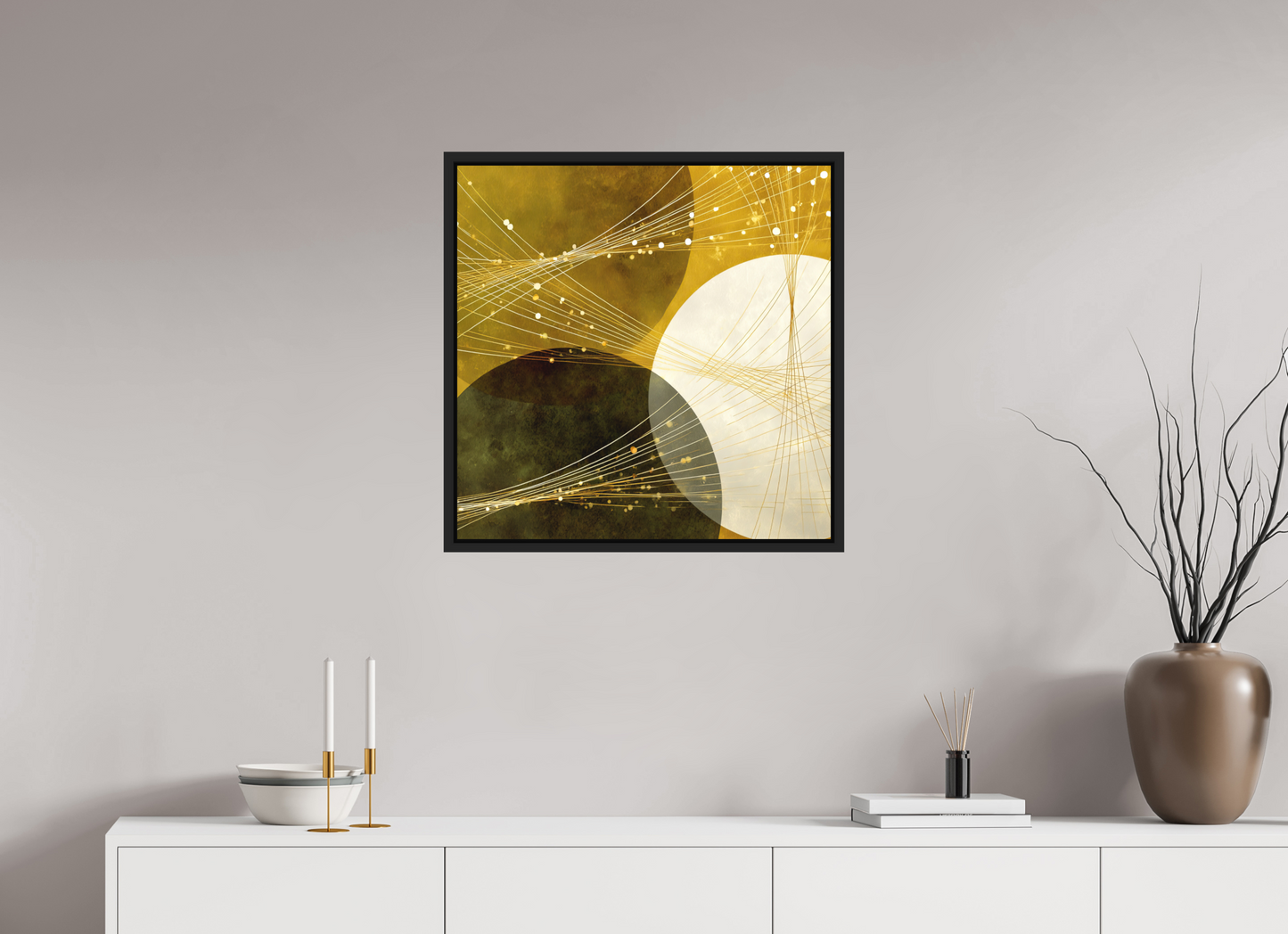 25 x 25″, Photo Print on Aluminum Backing with boarder Lime Circles