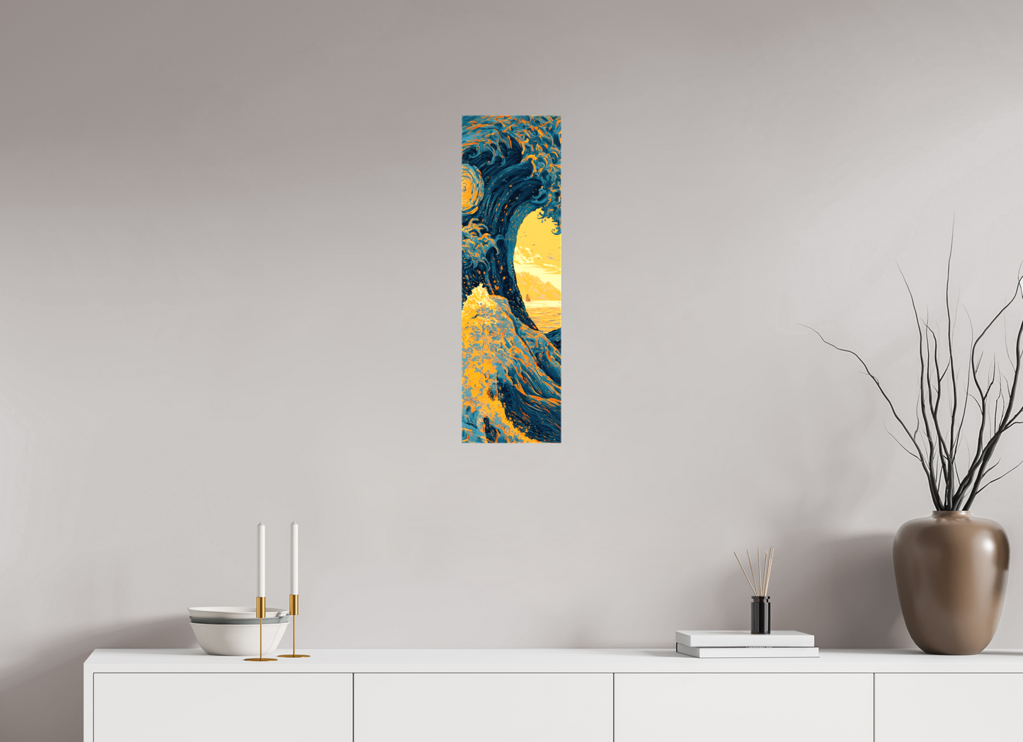 8 x 27.1″, Glossy Canvas Starry Night Tidal Wave