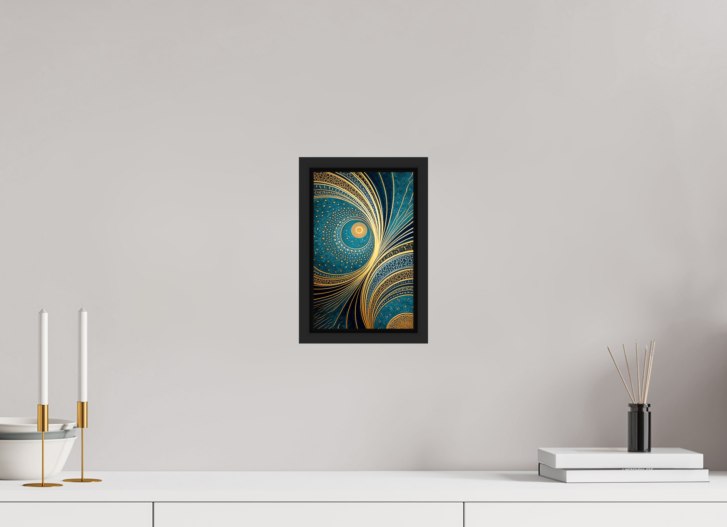 6 x 9.4″, Fine Art Print on Aluminum Dibond with Boarder Art Deco Teal 3