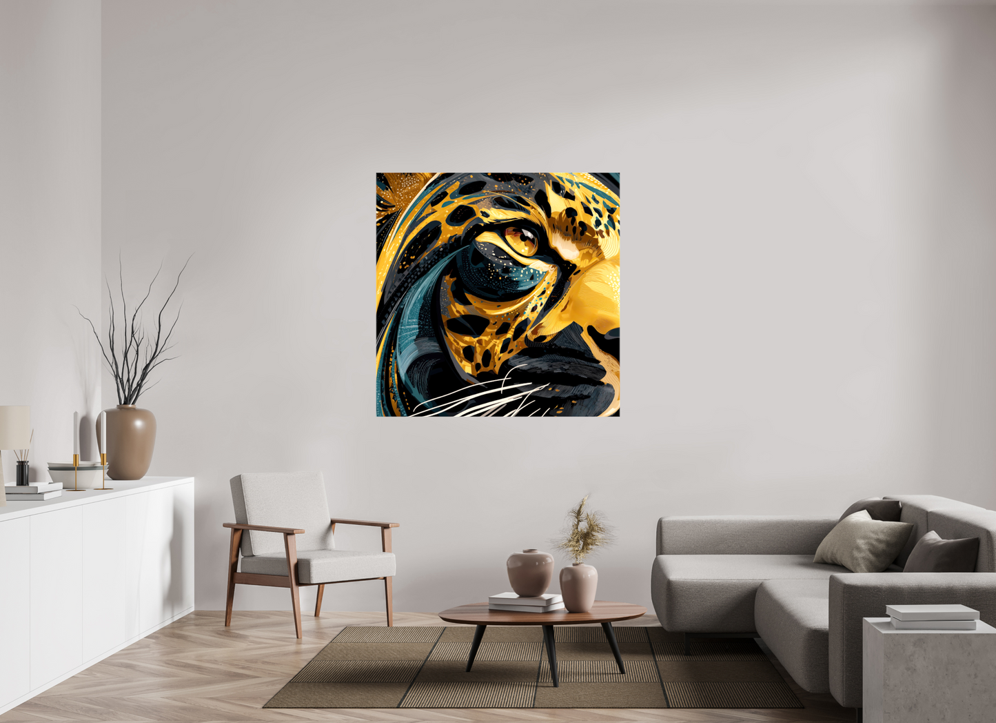 50 x 50″, Glossy Canvas Abstract Panther