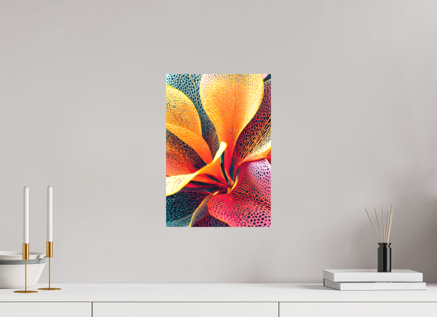 10 x 14.7″, Textile on Canvas Colorful Flower
