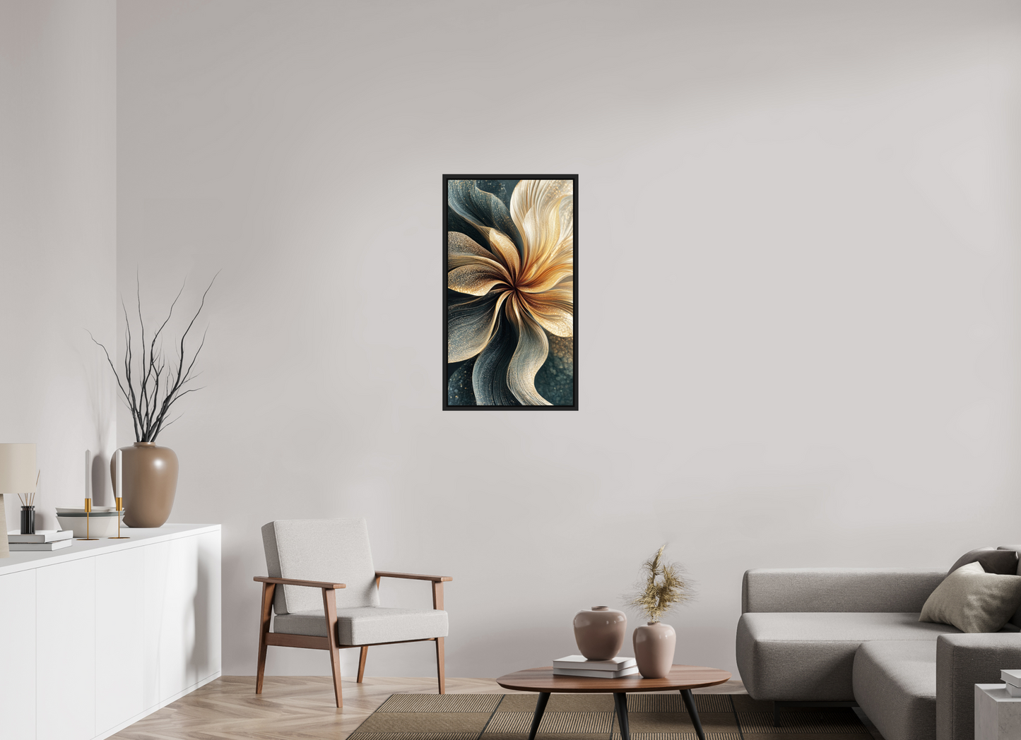 20 x 36.1″, Fine Art Print on Aluminum Dibond with Boarder Abstract Flower Swirl