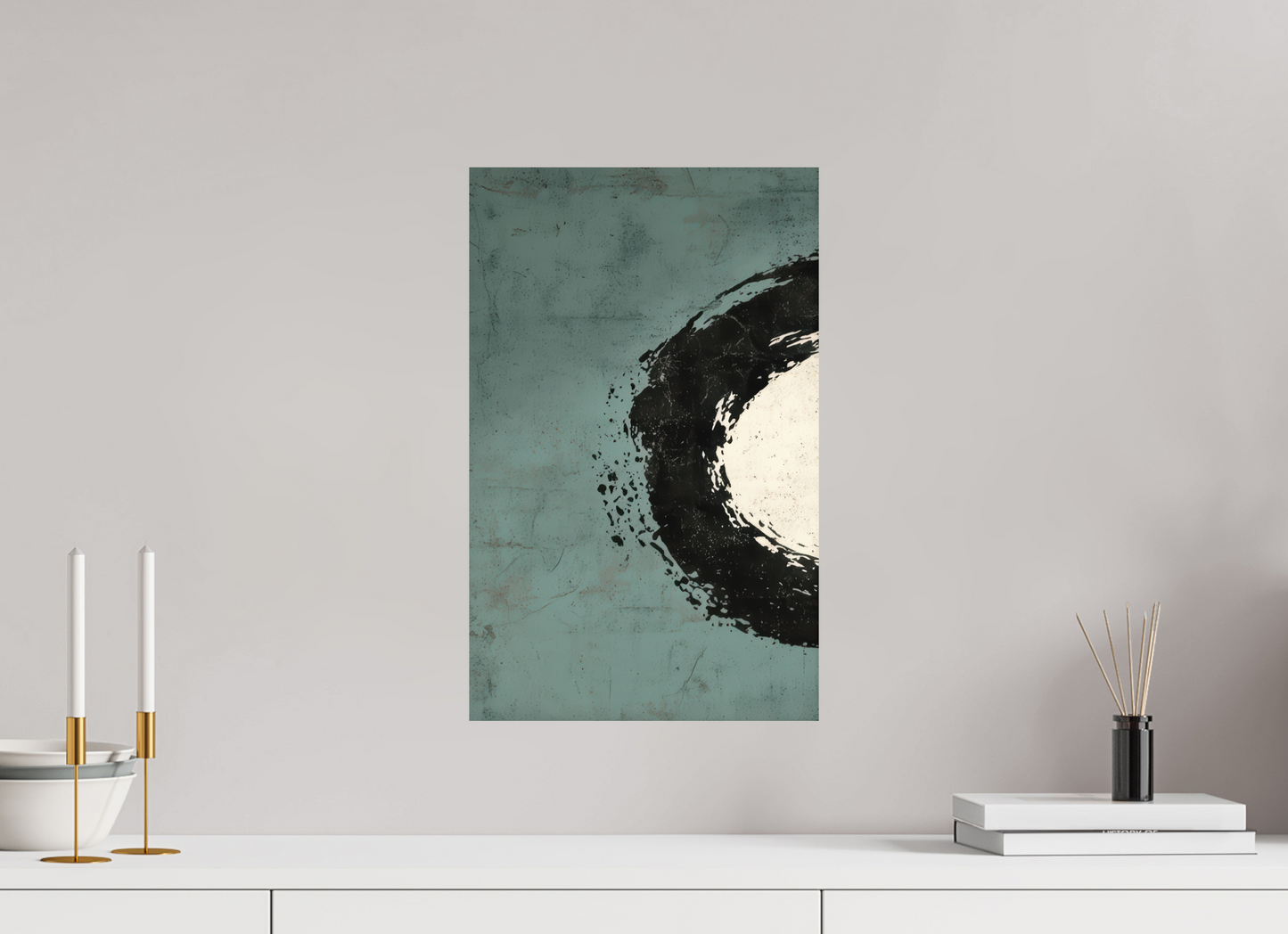 12 x 19″, Photo Print on Aluminum Backing Abstract Paint Brush Circle Left