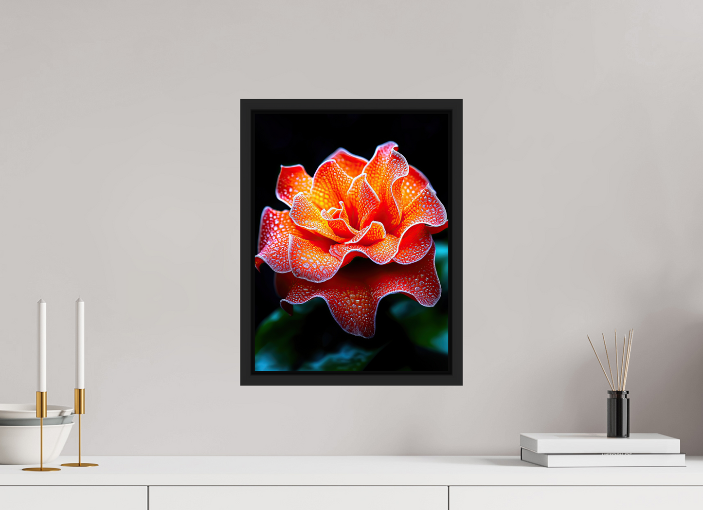 12 x 16″, Fine Art Print on Aluminum Dibond with Boarder Orange Flower