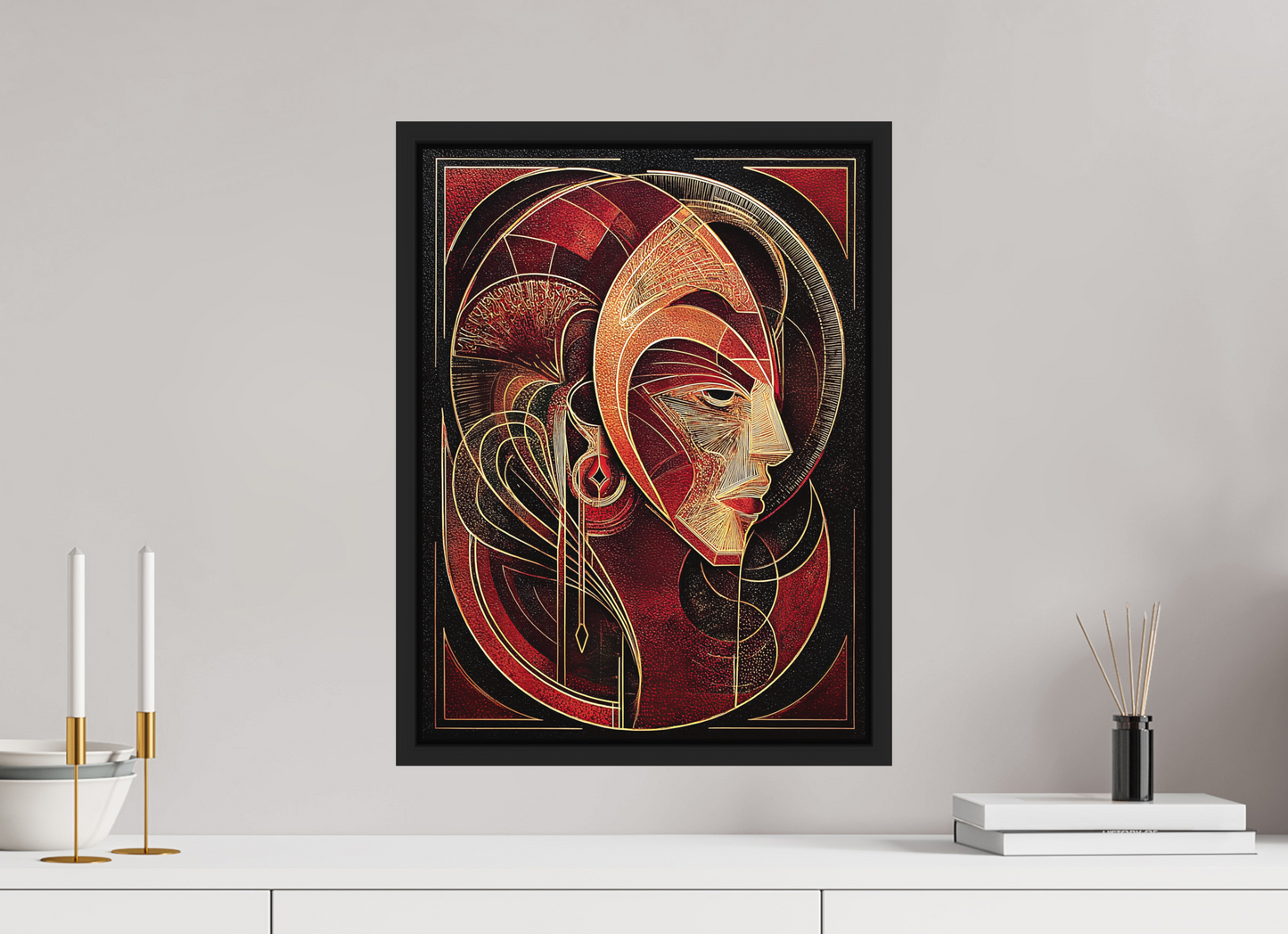 15 x 20″, Photo Print on Aluminum Backing with boarder Art Deco Face