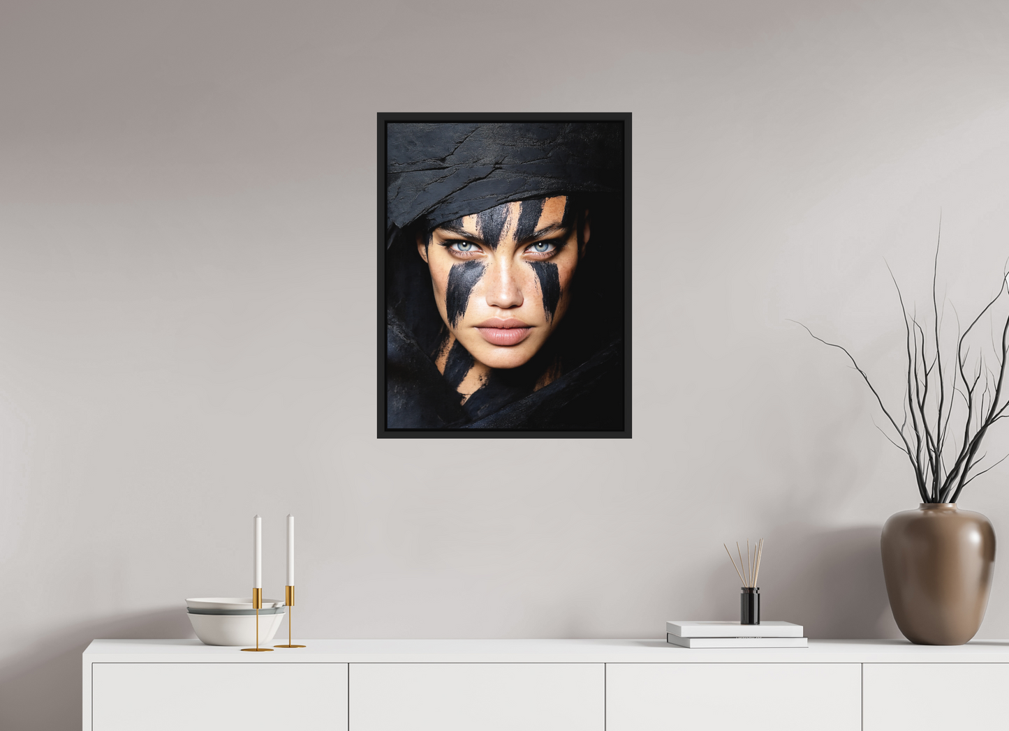 20 x 26.1″, Photo Print on Aluminum Backing with boarder Charcoal Woman