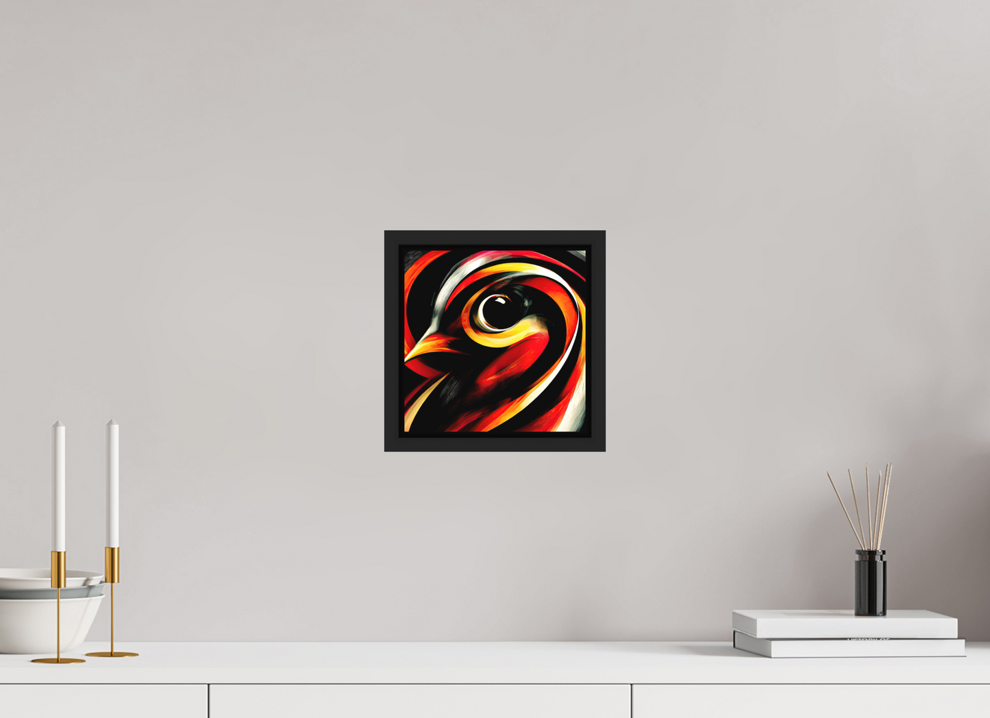 8 x 8″, Photo Print on Aluminum Backing with boarder Abstract Bird