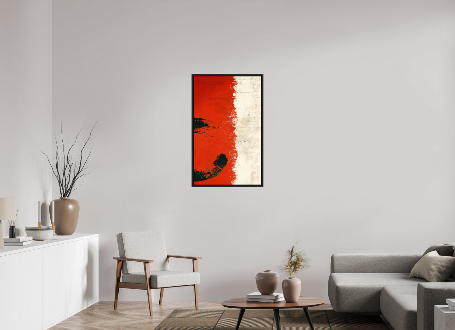 24 x 38.9″, Fine Art Print on Aluminum Dibond with Boarder Abstract Paint Brush Circle Right
