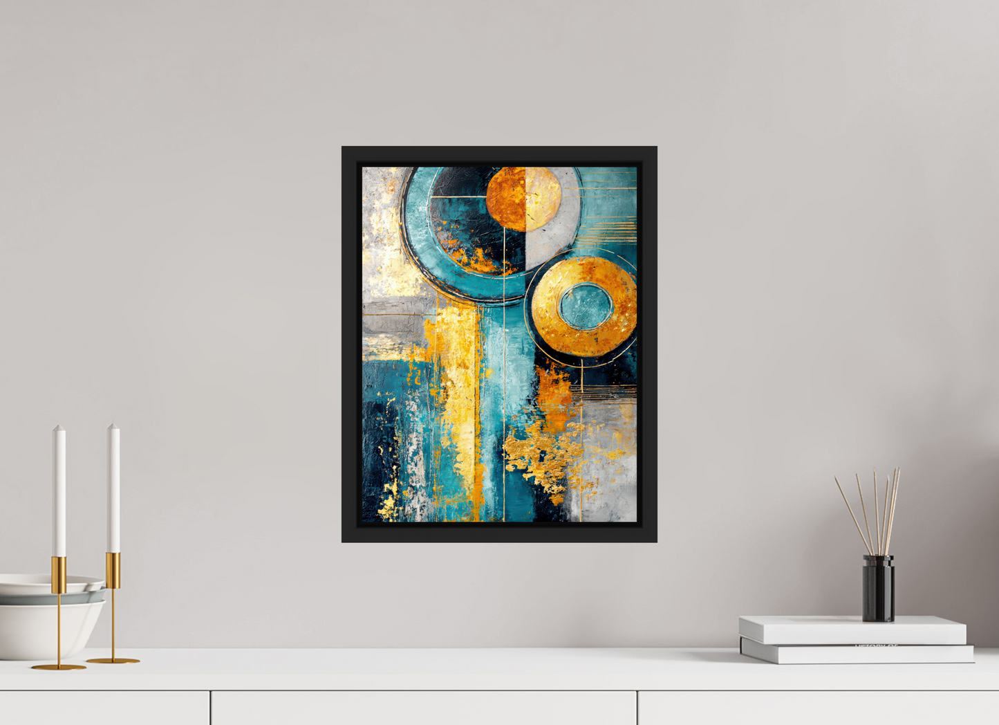 12 x 15.5″, Fine Art Print on Aluminum Dibond with Boarder Abstract Gold Paint 3