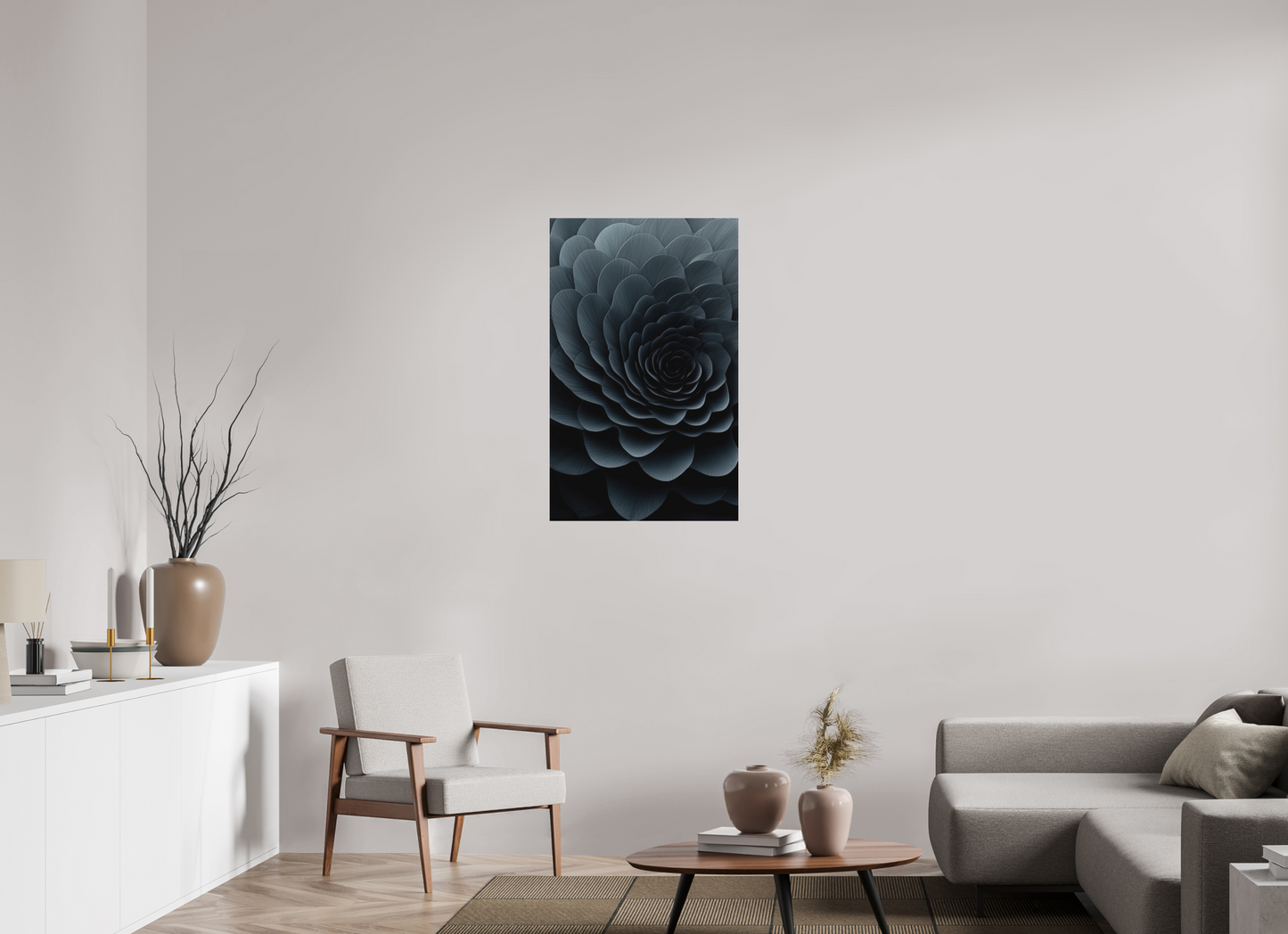 24 x 38.5″, Photo Print on Aluminum Backing Dark Flower