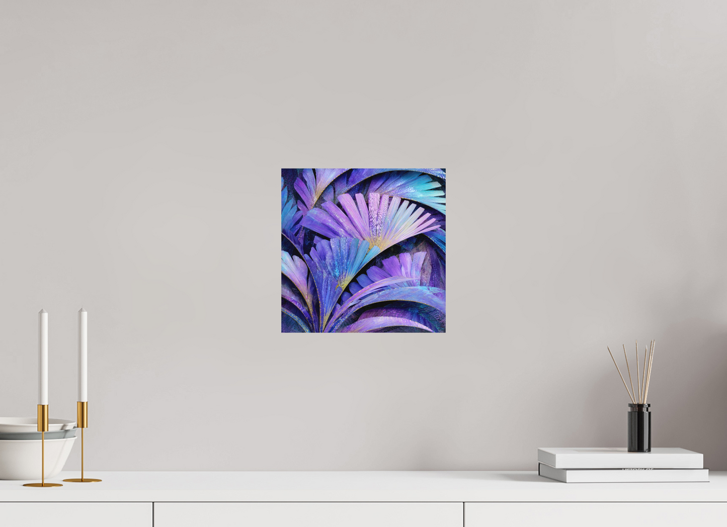 10 x 10″, Photo Print on Aluminum Backing Art Deco Purple Flowers
