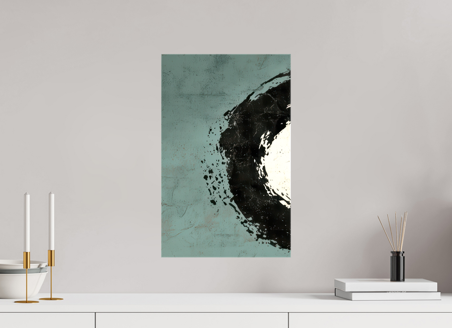 12 x 19″, Glossy Canvas Abstract Paint Brush Circle Left