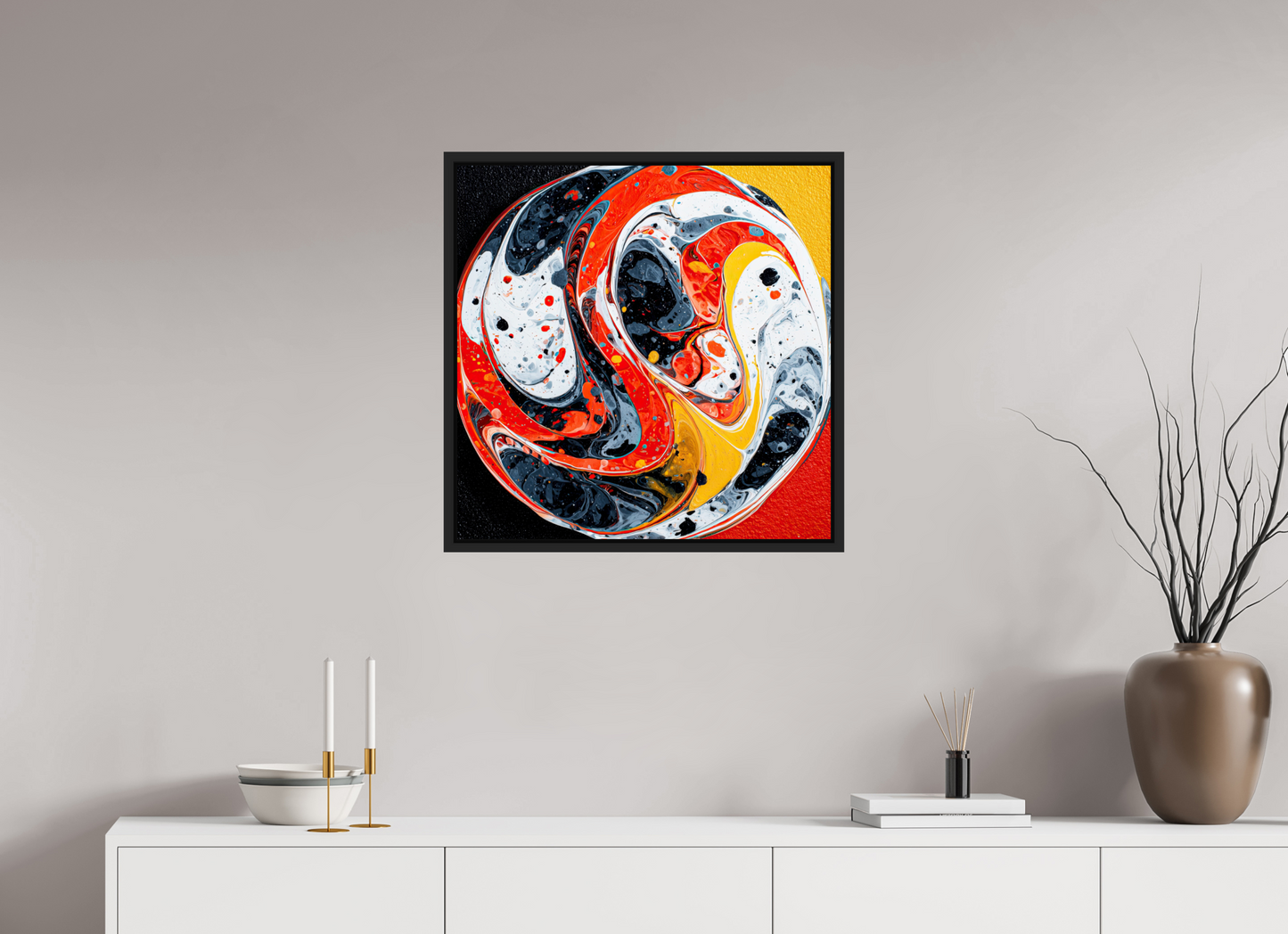 25 x 25″, Fine Art Print on Aluminum Dibond with Boarder Marble