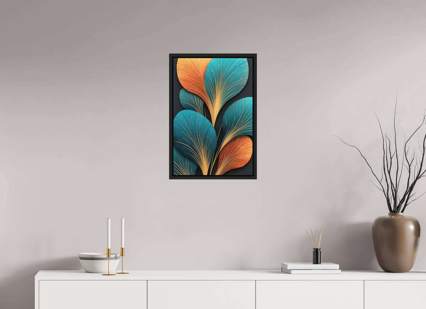 16 x 23.7″, Photo Print on Aluminum Backing with boarder Art Deco Flowers