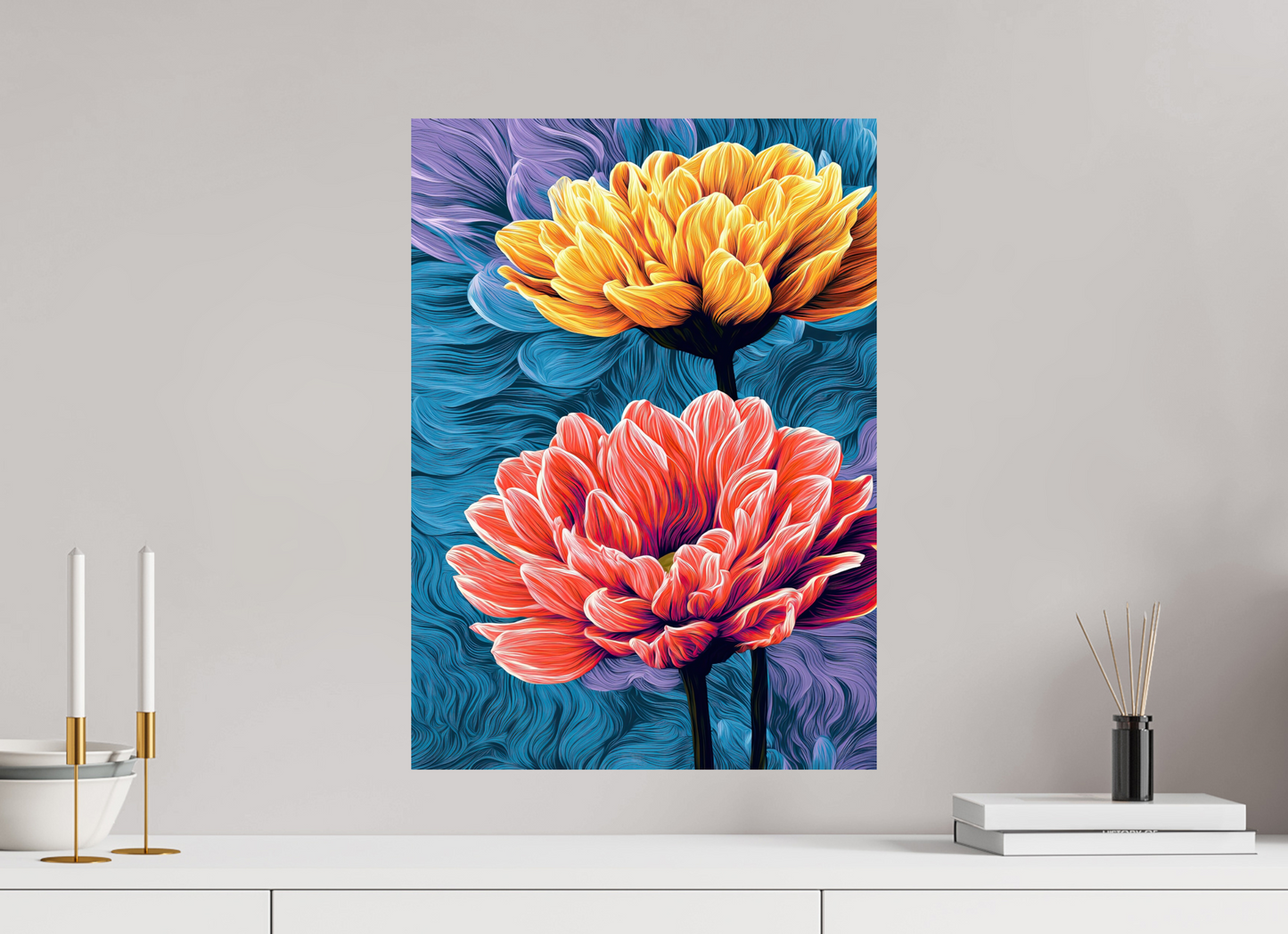 16 x 22.4″, Fine Art Print On Aluminum Dibond Warm Flowers