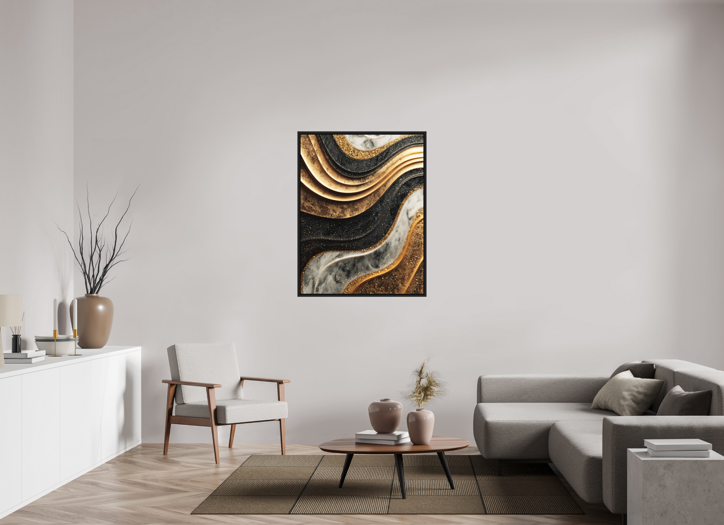 35 x 45.4″, Photo Print on Aluminum Backing with boarder Gold Marble Swirl