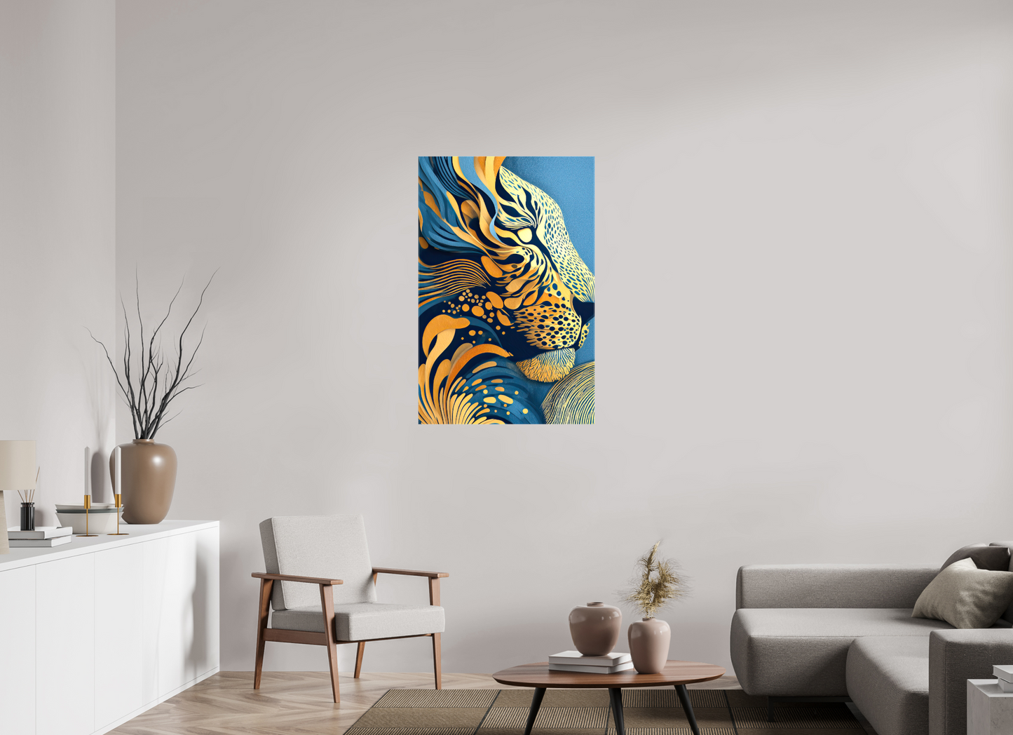 28 x 42.7″, Glossy Canvas Yellow & Blue Cheetah