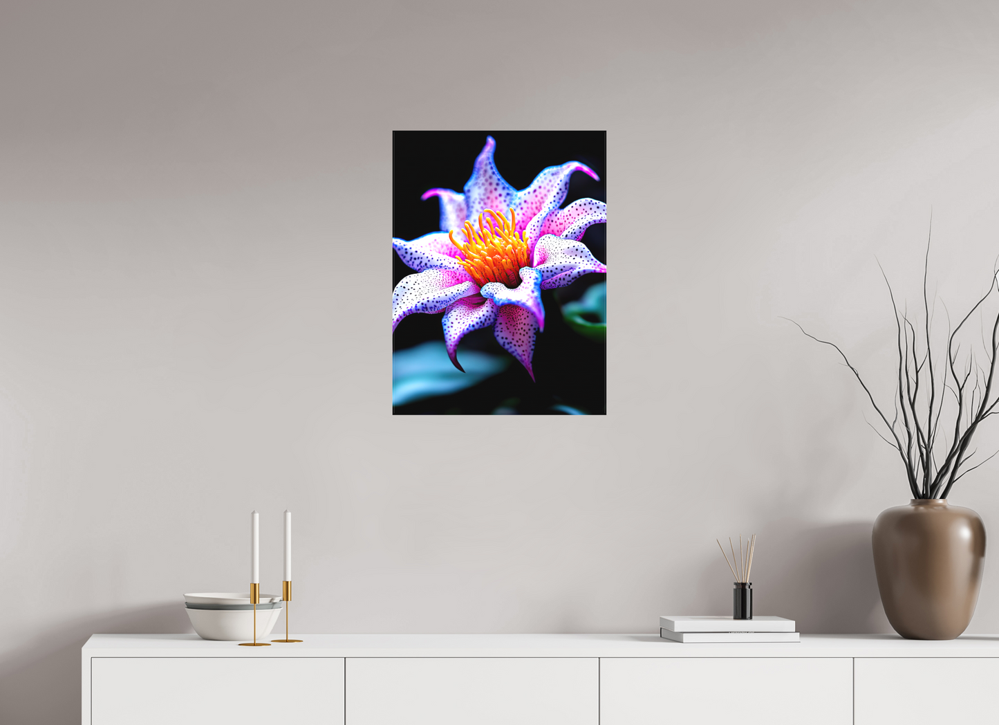 18 x 24″, Textile on Canvas Cotton Candy Flower