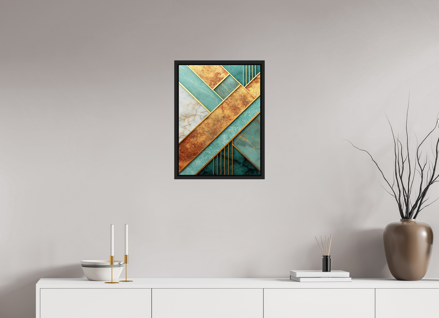 16 x 21.6″, Fine Art Print on Aluminum Dibond with Boarder Art Deco Atlantis