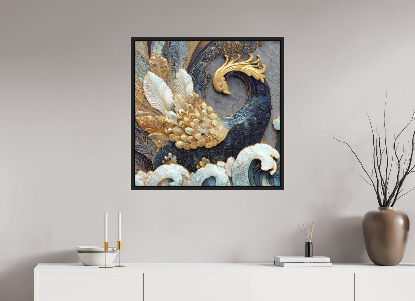 30 x 30″, Photo Print on Aluminum Backing with boarder Swan 2