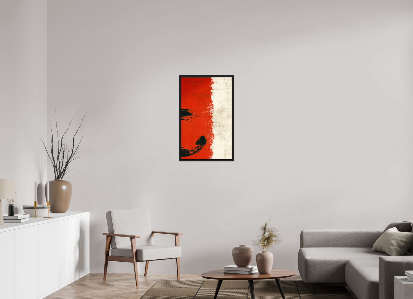 20 x 32.4″, Fine Art Print on Aluminum Dibond with Boarder Abstract Paint Brush Circle Right