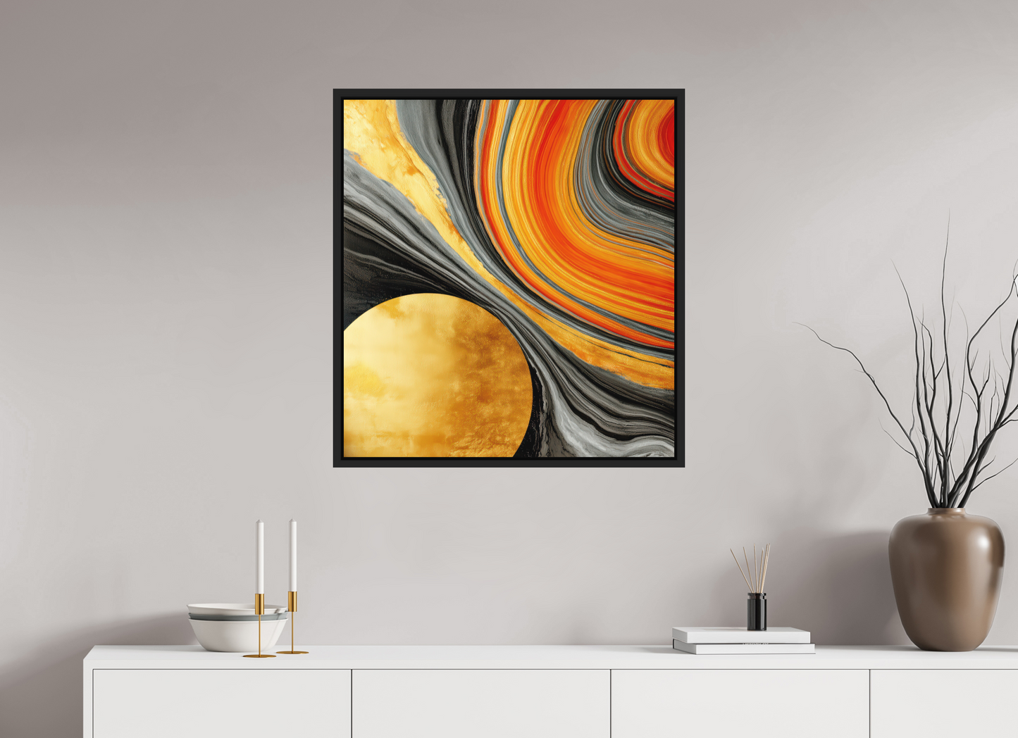 28 x 30.3″, Photo Print on Aluminum Backing with boarder Abstract Gold Geode