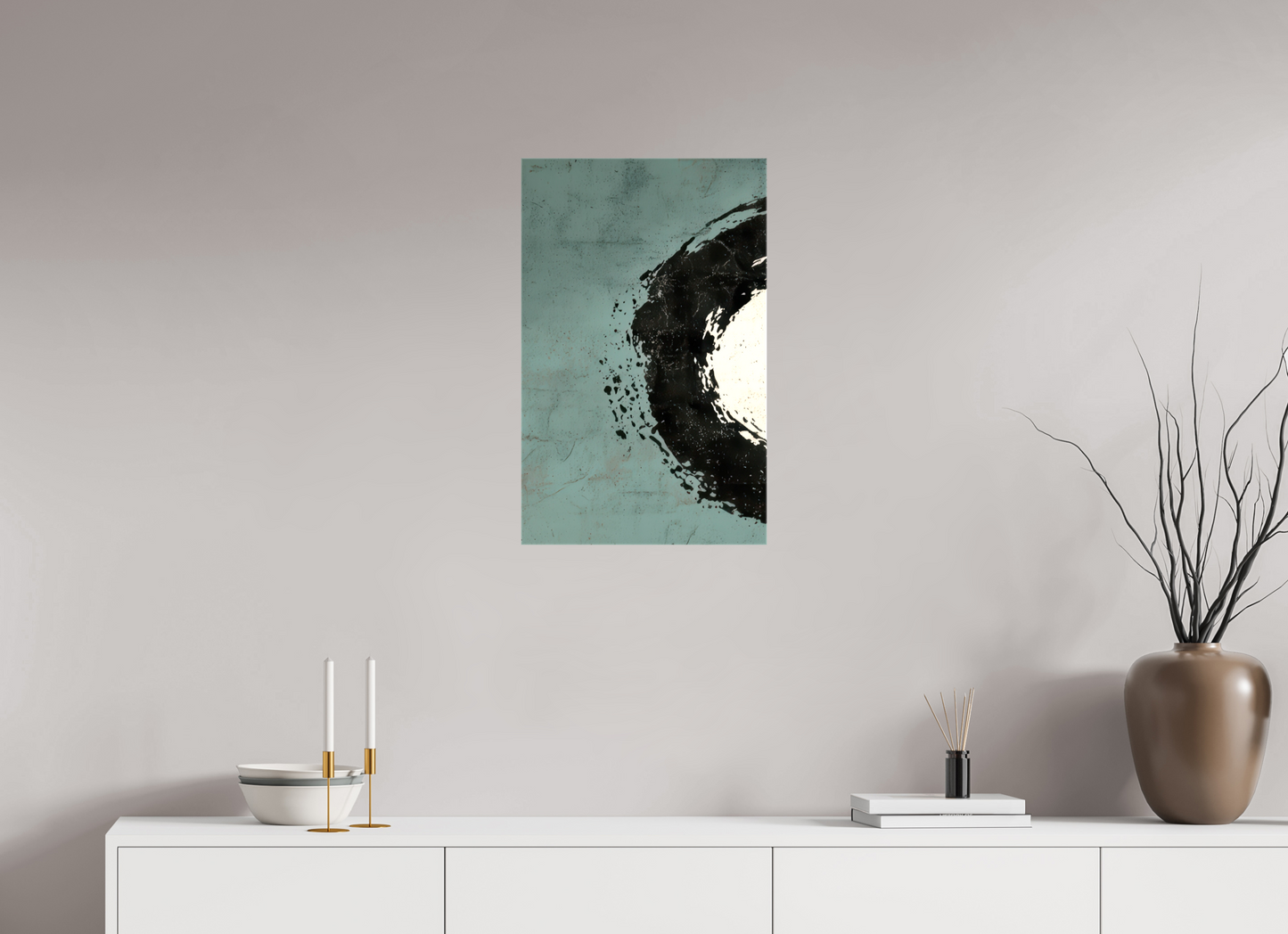 16 x 25.4″, Glossy Canvas Abstract Paint Brush Circle Left