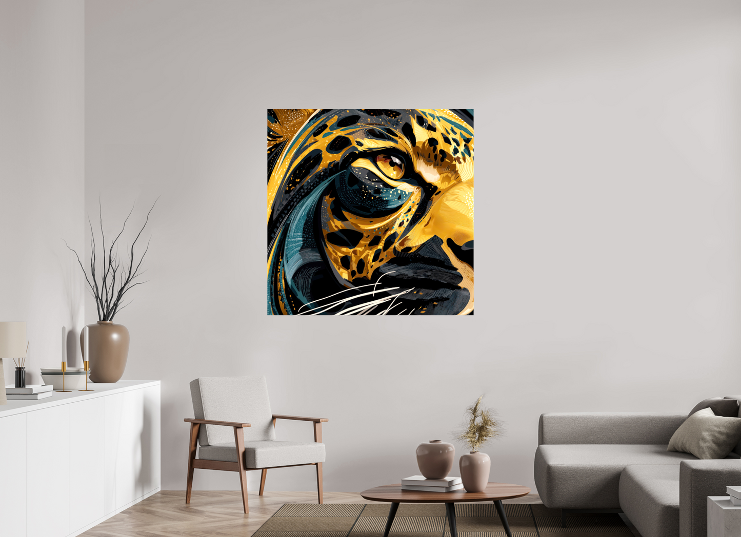 45 x 45″, Glossy Canvas Abstract Panther