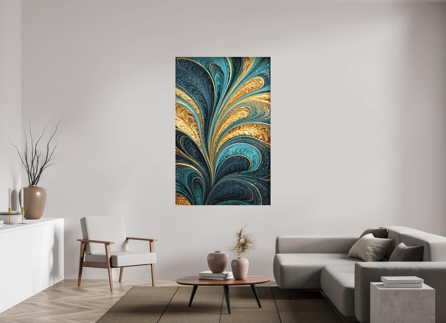 43 x 67.2″, Photo Print on Aluminum Backing Art Deco Swirl