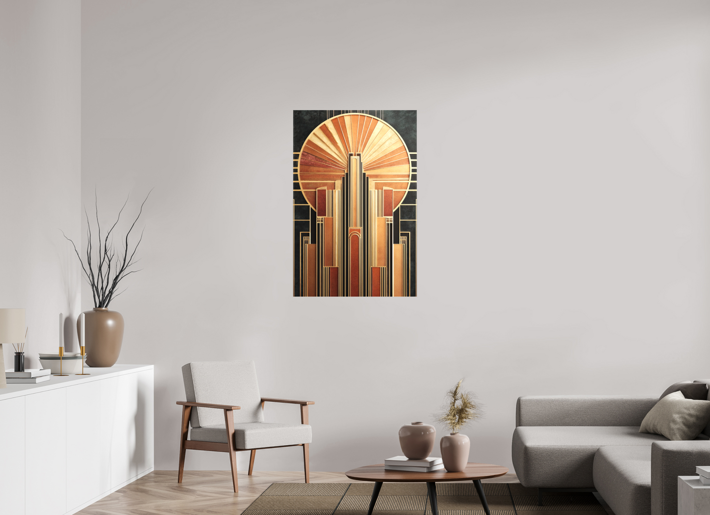 28 x 42.4″, Textile on Canvas Art Deco City 2