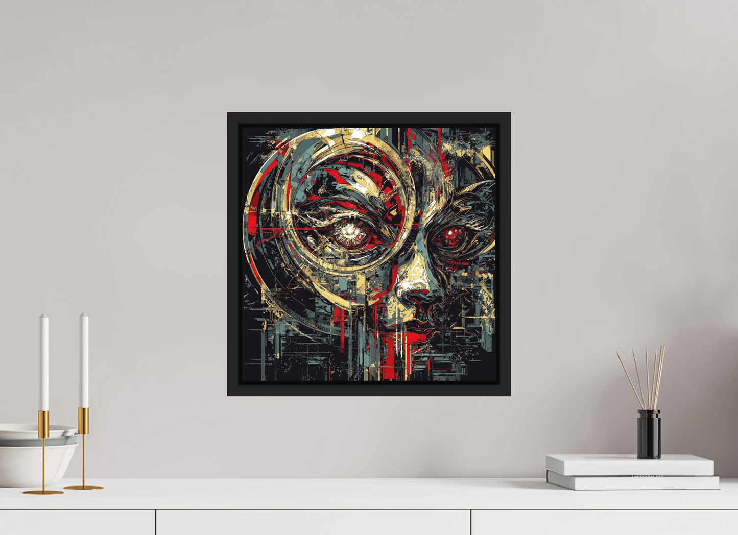 15 x 15″, Photo Print on Aluminum Backing with boarder Abstract Female Eye