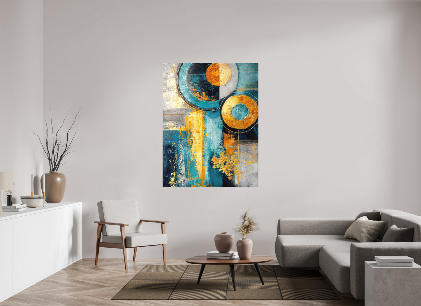 47 x 60.8″, Photo Print on Aluminum Backing Abstract Gold Paint 3