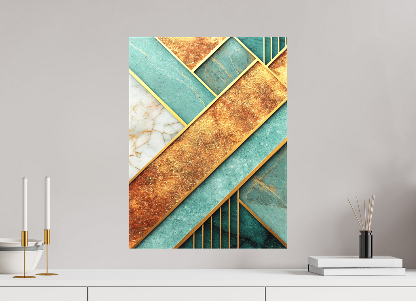 16 x 21.6″, Textile on Canvas Art Deco Atlantis