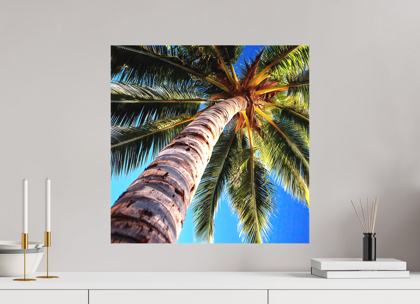 20 x 20″, Textile on Canvas Palm Tree