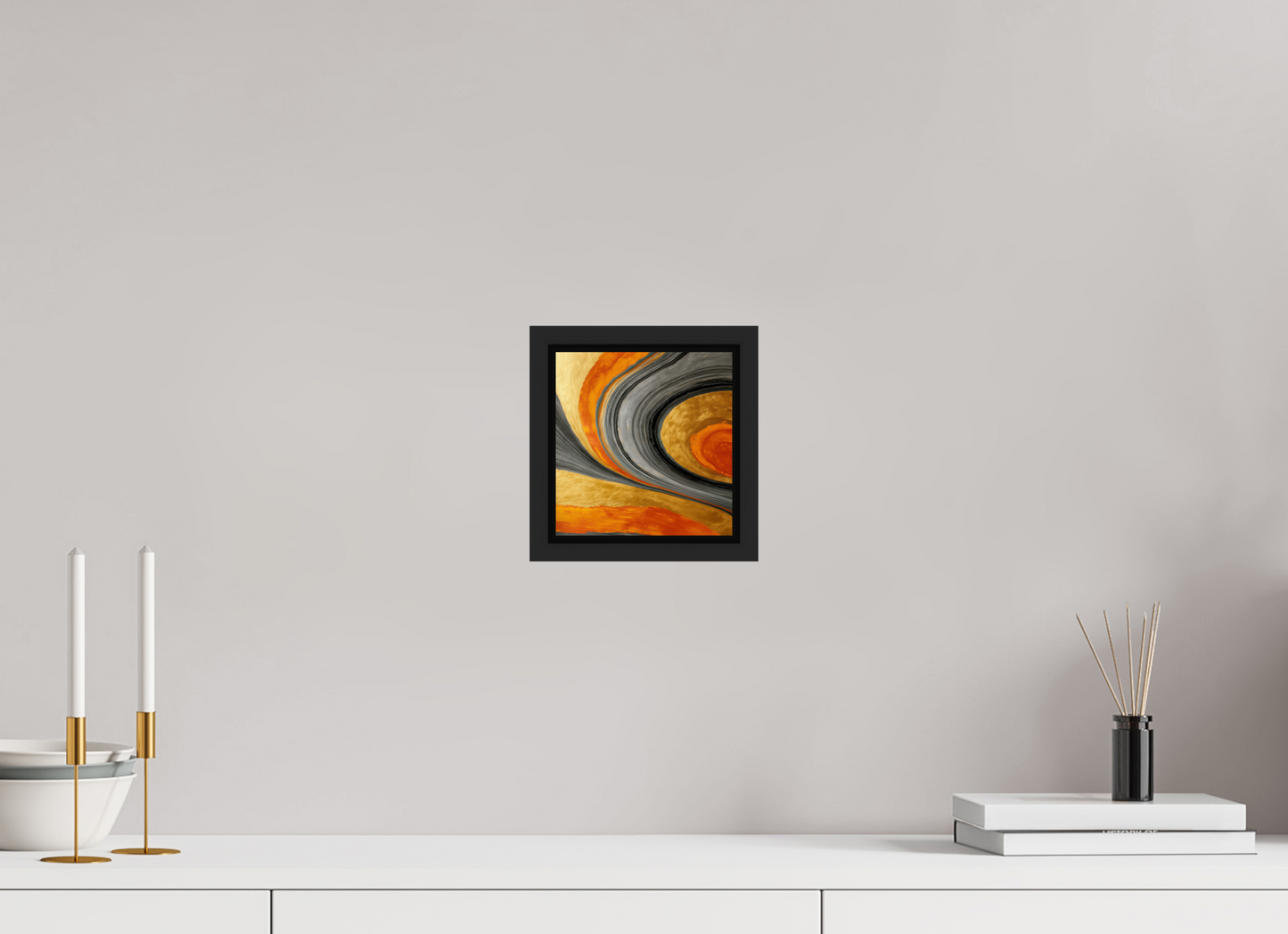 6 x 6.2″, Fine Art Print on Aluminum Dibond with Boarder Abstract Gold Geode 2