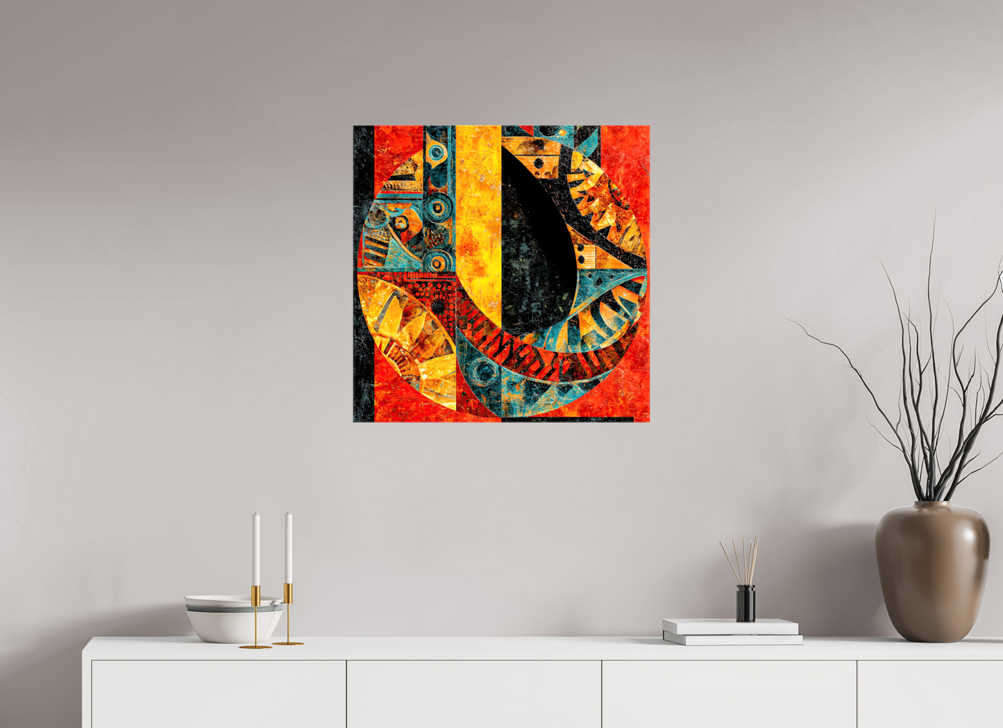25 x 25″, Glossy Canvas Tribal Circle 1