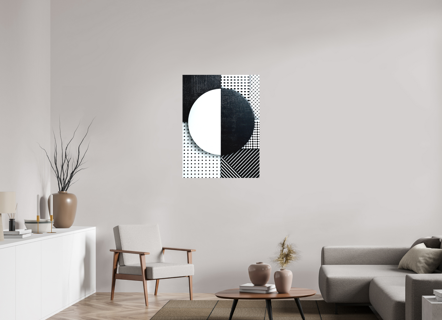 28 x 37.7″, Textile on Canvas Black & White 3