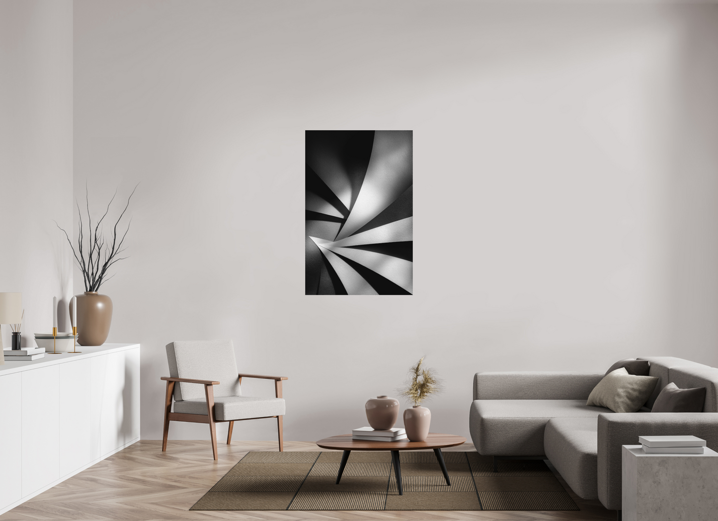 31 x 47.4″, Photo Print on Aluminum Backing Abstract B&W 2
