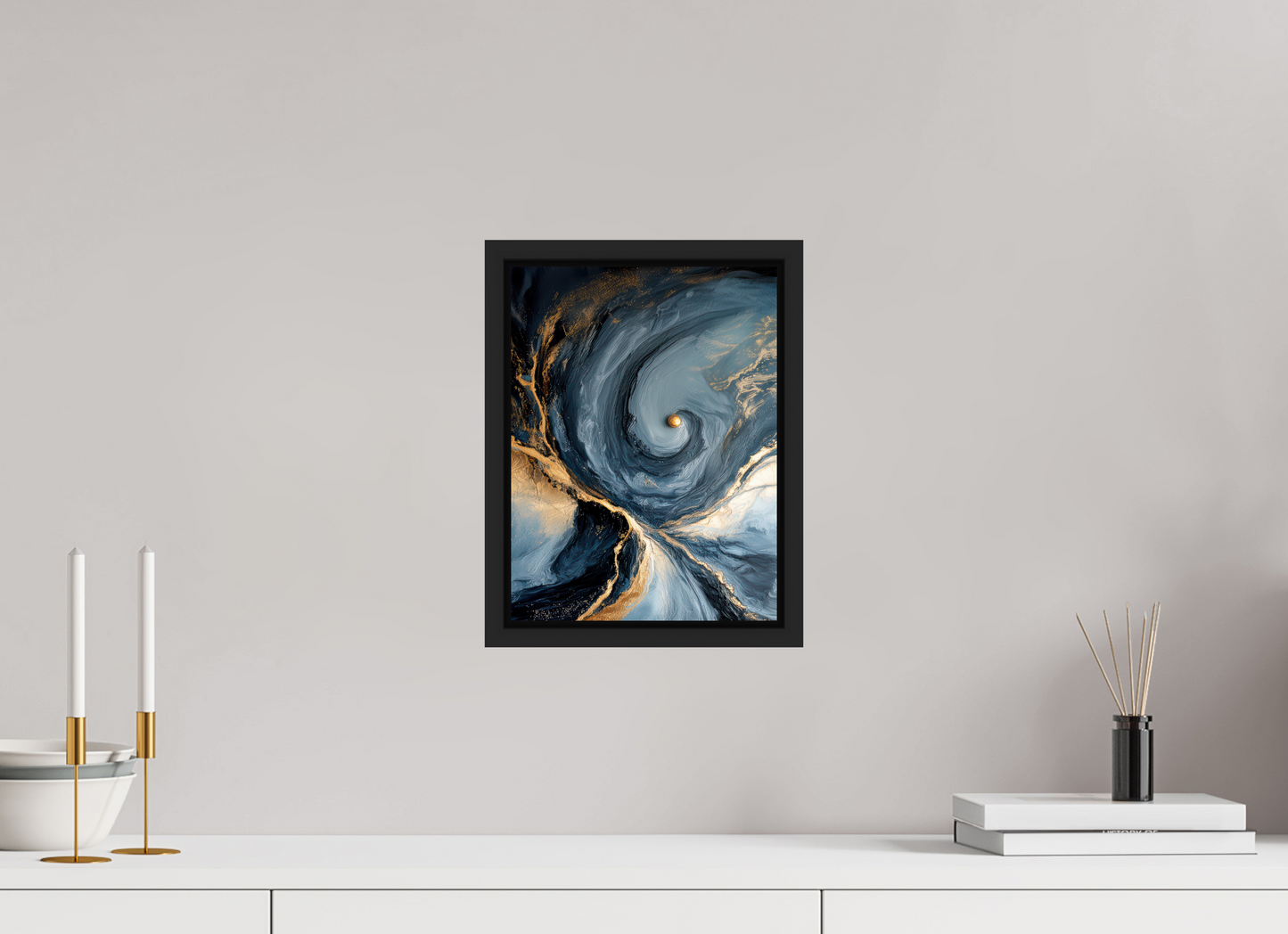 9 x 12″, Fine Art Print on Aluminum Dibond with Boarder Abstract Ocean Gold