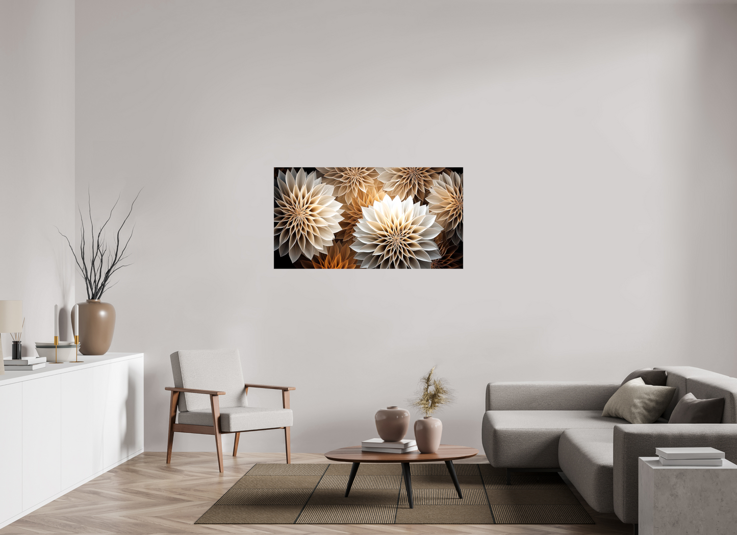 52.5 x 28″, Glossy Canvas Pollen Flowers