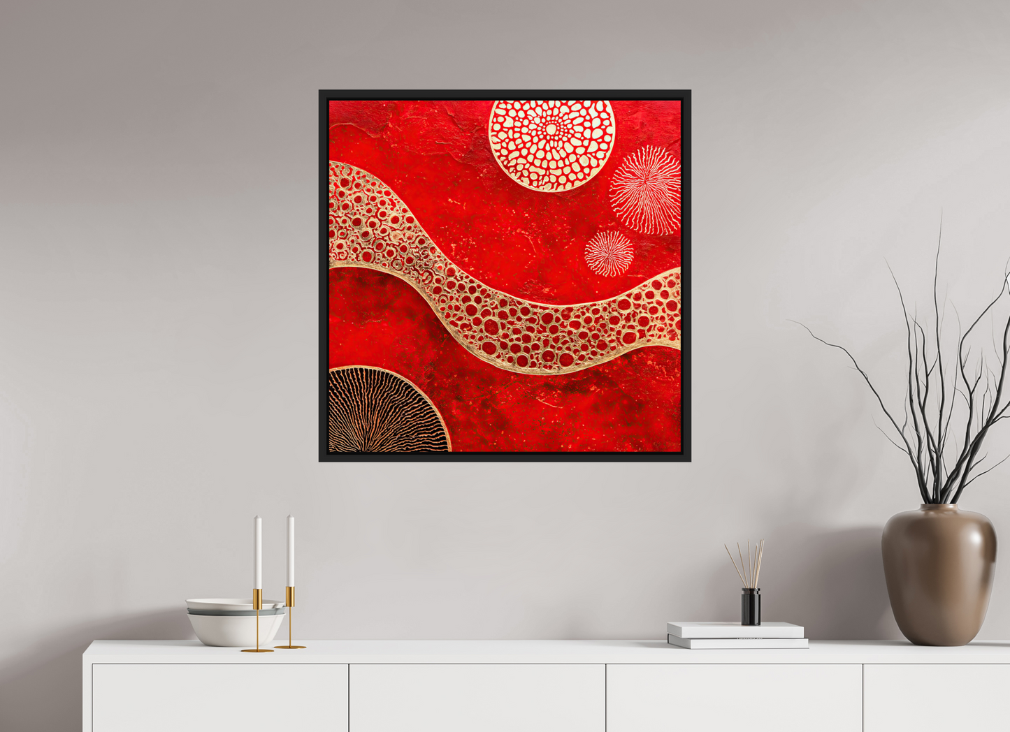 30 x 30″, Fine Art Print on Aluminum Dibond with Boarder Blood Cells