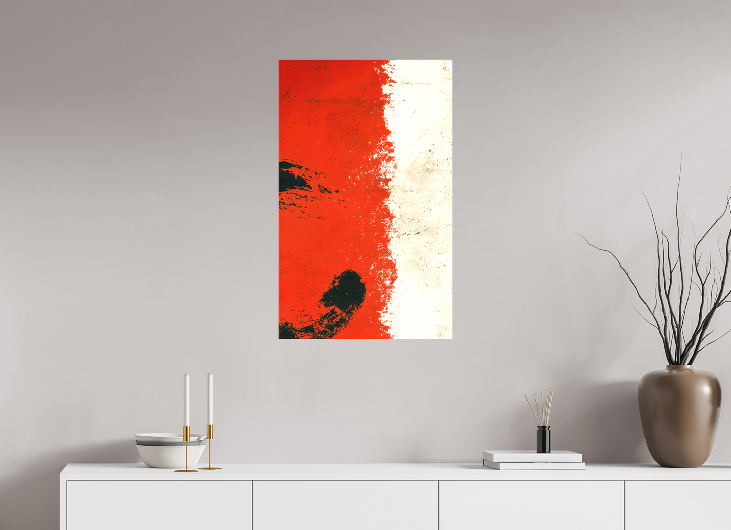 20 x 32.4″, Textile on Canvas Abstract Paint Brush Circle Right