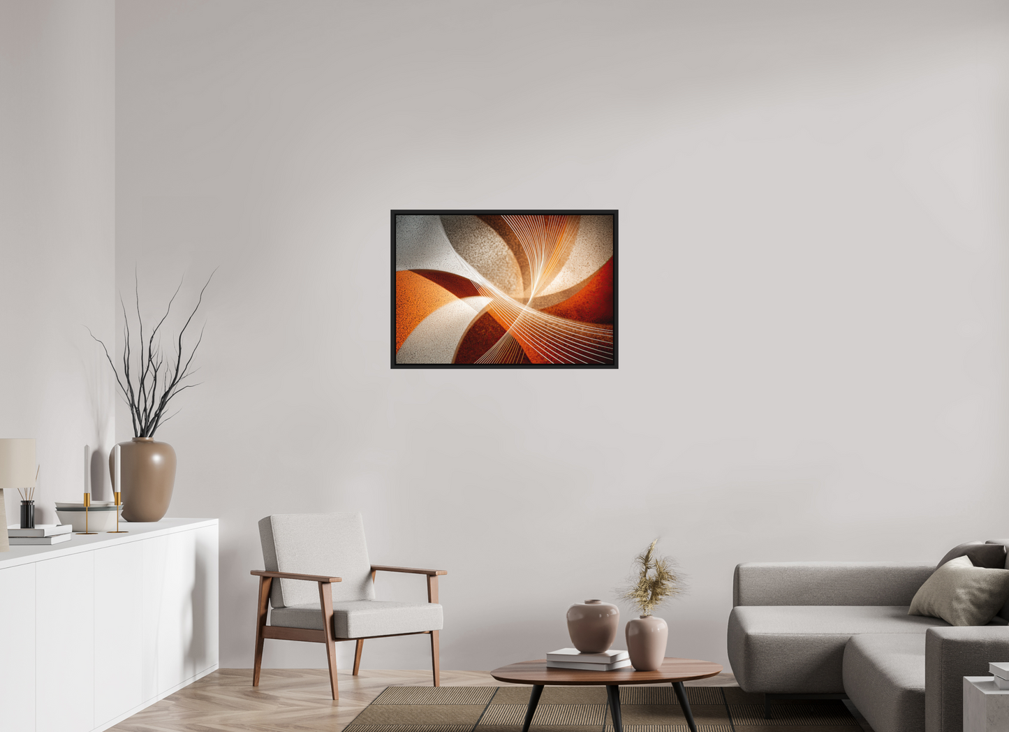 35.1 x 24″, Photo Print on Aluminum Backing with boarder Orange & White Swirl